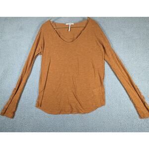 Free People Sweater Womens Size XS Brown Orange Long Sleeve Top Mustard Sienna